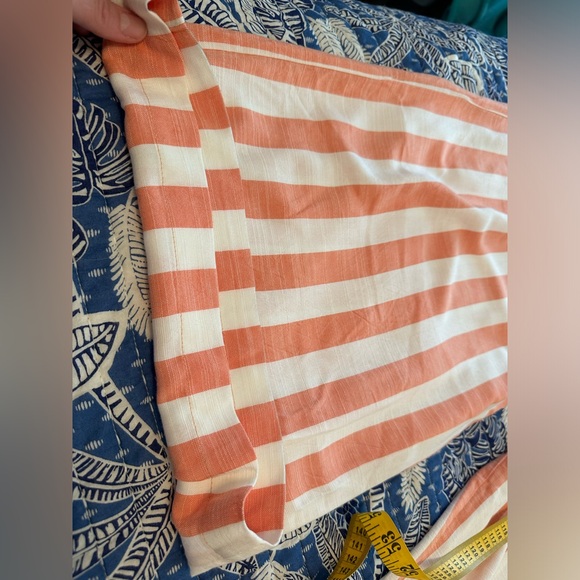 Volcom Coco Beach Belted High-waisted Flowy Peach/Orange and White Pants - L - Picture 11 of 12